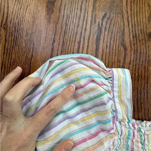 Gap Rainbow Smocked Puff Sleeve Dress XS - Picture 6 of 9